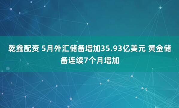 乾鑫配资 5月外汇储备增加35.93亿美元 黄金储备连续7个月增加